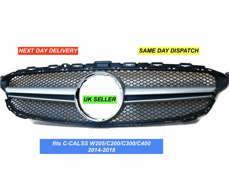 CHROME Front Bumper Grill For Benz C Class W205 2014-2018 UK Seller